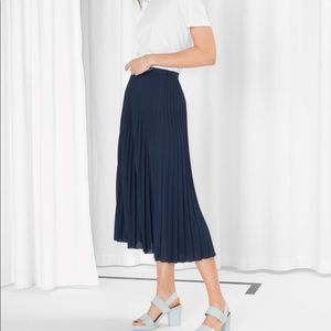 Other stories pleated midi skirt in dark blue